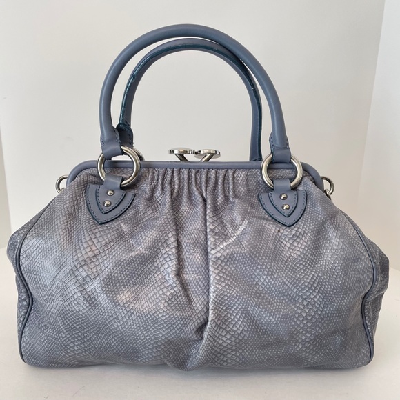 Marc Jacobs Smoke Blue Snakeskin Embossed Stam Resort Hand Bag - Picture 4 of 15